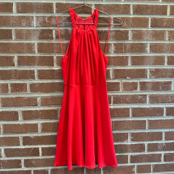 Express Dress Red Halter Mini Women's Size 2 Holiday - Picture 1 of 11